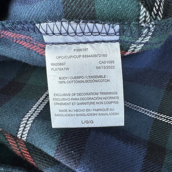 Dickies Women Flannel Plaid Button Up Shirt Size Large Blue Green Red - Picture 5 of 5